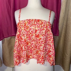 floral orange summer cami tank top